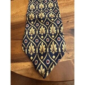 Isaac Zelcer Men's Silk Neck Tie Paisley Navy Background 4" x 57”